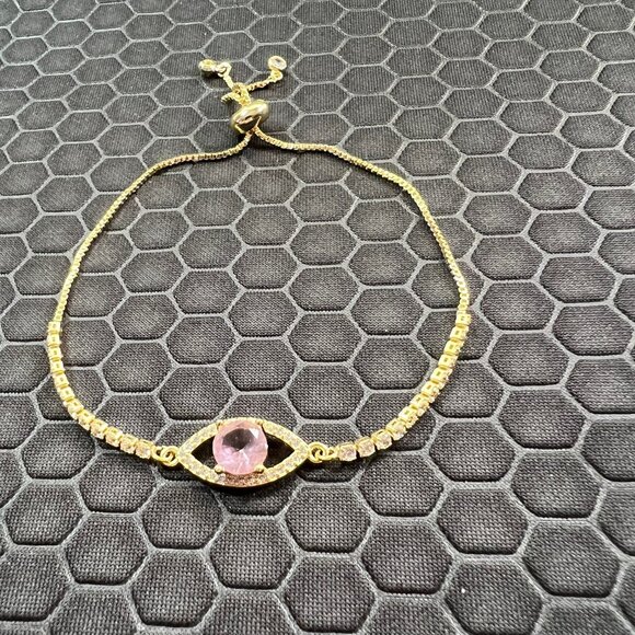 Venice By The Sea Jewelry Jewelry - Simulated Rose Quartz Bracelet Yellow Gold Plated